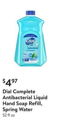 Walmart Dial complete antibacterial liquid hand soap refill, spring water offer