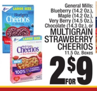 C Town Multigrain strawberry cheerios 11.5 oz. boxes offer