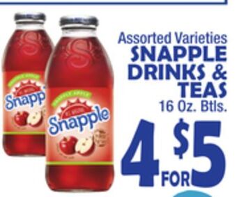 Bravo Supermarkets Snapple drinks & teas offer