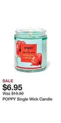Bath & Body Works Poppy single wick candle offer