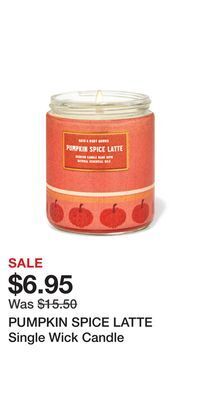 Bath & Body Works Pumpkin spice latte single wick candle offer