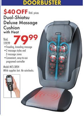 Boscov's Dual-shiatsu deluxe massage cushion with heat offer