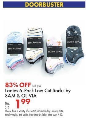 Boscov's Ladies 6-pack low cut socks by sam & olivia offer