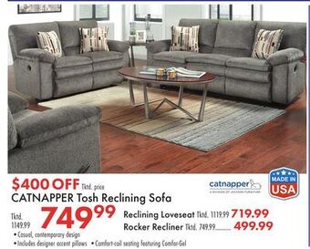 Boscov's Catnapper tosh reclining sofa offer