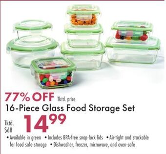 Boscov's 16-piece glass food storage set offer