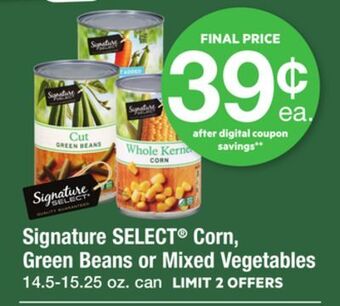 ACME Signature select® corn, green beans or mixed vegetables offer