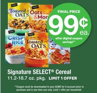 ACME Signature select® cereal offer