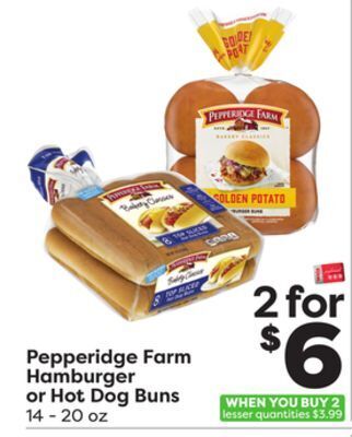 Weis Markets Pepperidge farm hamburger or hot dog buns offer