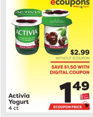 Weis Markets Activia yogurt offer