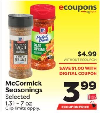 Weis Markets Mccormick seasonings offer