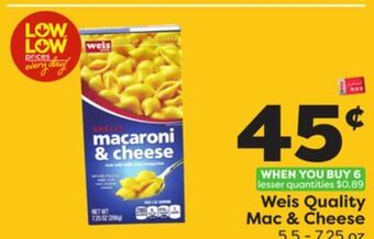 Weis Markets Weis quality mac & cheese offer