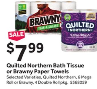 Stop&Shop Quilted northern bath tissue or brawny paper towels offer