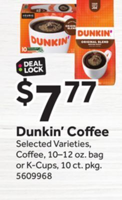 Stop&Shop Dunkin' coffee offer
