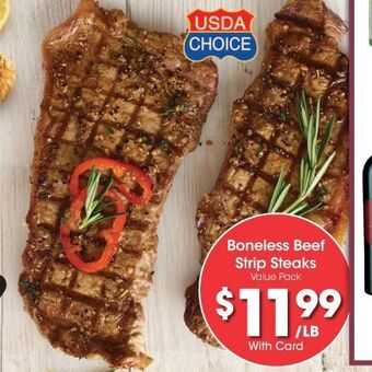 Kroger Boneless beef strip steaks offer