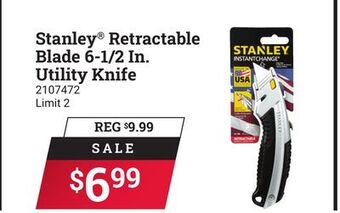 Ace Hardware Stanley® retractable blade 6-1/2 in. utility knife offer