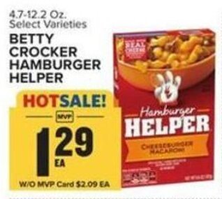 Food Lion Betty Crocker Hamburger Helper offer