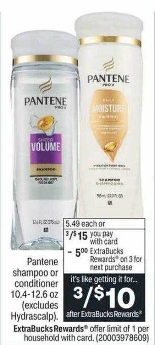 CVS Pantene shampoo or conditioner offer