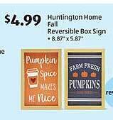 Aldi Huntington home fall reversible box sign offer