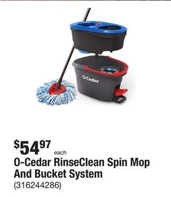 The Home Depot O-cedar rinseclean spin mop and bucket system offer