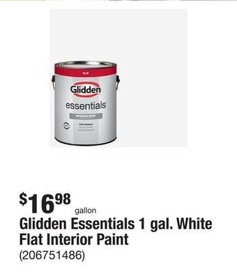 The Home Depot Glidden essentials 1 gal. white flat interior paint offer