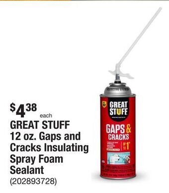 The Home Depot Great stuff 12 oz. gaps and cracks insulating spray foam sealant offer