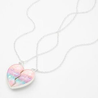Claire's Best friends pastel ombre split heart pendant necklaces - 2 pack offer