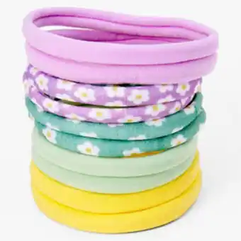 Claire's Mixed pastel floral rolled hair ties - 10 pack offer