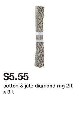 Five Below Cotton & jute diamond rug 2ft x 3ft offer