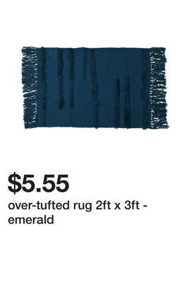 Five Below Over-tufted rug 2ft x 3ft - emerald offer