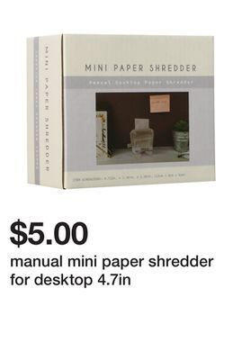 Five Below Manual mini paper shredder for desktop 4.7in offer