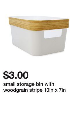 Five Below Small storage bin with woodgrain stripe 10in x 7in offer