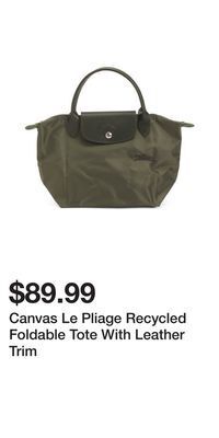 TJ Maxx Canvas le pliage recycled foldable tote with leather trim offer