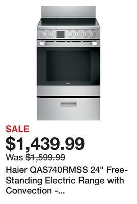 Kmart Haier qas740rmss 24" free-standing electric range with convection - stainless steel offer