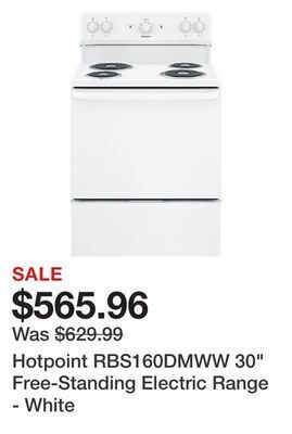 Kmart Hotpoint rbs160dmww 30" free-standing electric range - white offer