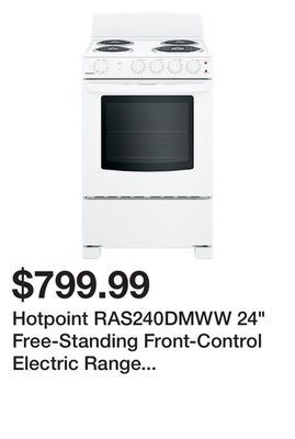 Kmart Hotpoint ras240dmww 24" free-standing front-control electric range - white offer