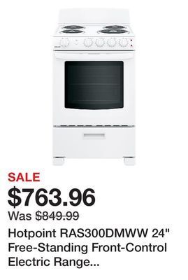 Kmart Hotpoint ras300dmww 24" free-standing front-control electric range - white offer