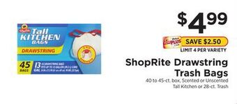 ShopRite Drawstring trash bags offer