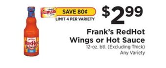 ShopRite Redhot wings or hot sauce offer
