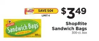 ShopRite Sandwich bags offer