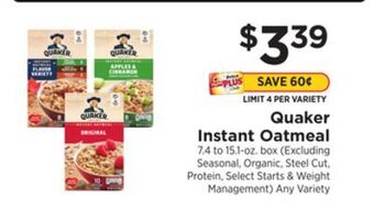 ShopRite Instant oatmeal offer