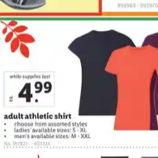 Lidl Adult athletic shirt offer