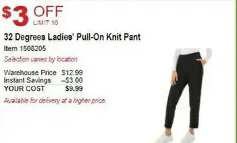 Costco 32 Degrees Ladies Pull-On Knit Pant 1508205 offer