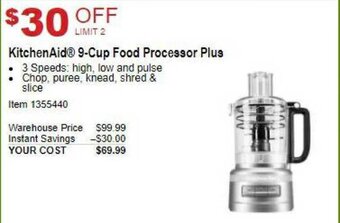 Costco KitchenAid 9-Cup Food Processor Plus offer