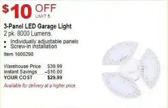 Costco 3-Panel LED Garage Light offer