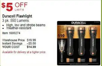Costco Duracell Flashlight offer