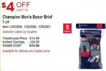 Costco Champion Men's Boxer Brief offer