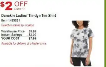 Costco Danskin Ladies Tie-Dye Shirt 1495621 offer