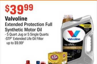 AutoZone Valvoline extended protection full synthetic motor oil offer