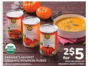 Albertsons Farmer's market organic pumpkin puree offer