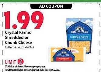 Festival Foods Crystal farms shredded or chunk cheese offer